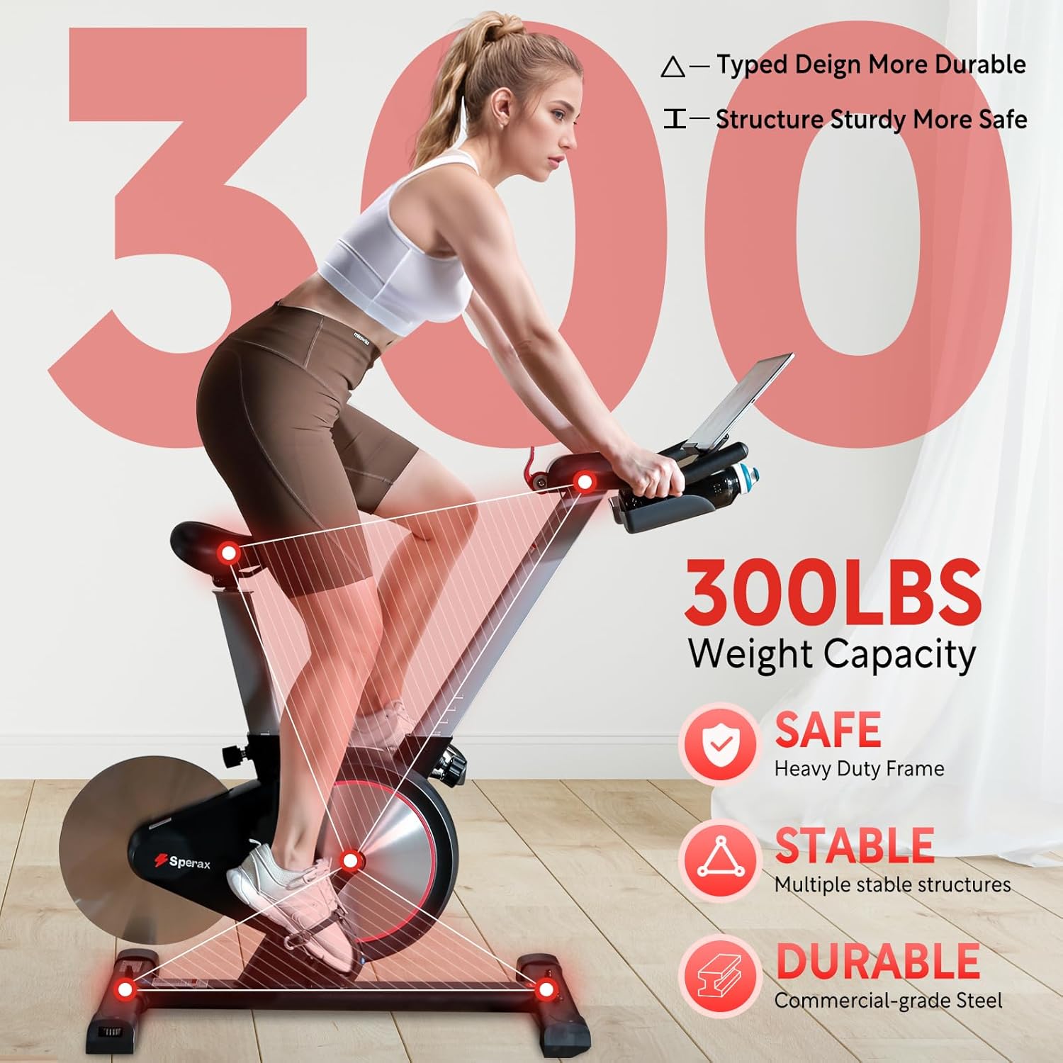 Sperax Exercise Bike 300 lbs Capacity
